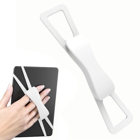 ING Anti-slip elastikbånd/silikone greb (hvid) - kompatibel med 4-8 tommer e-læsere/tablets - anti-slip fingerring greb til mobiltelefoner