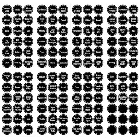 144 stk. Krydderiglas Etiketter Klistermærker, 13,5x26,7cm, Sort