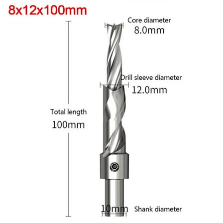 Trebearbeidingsbor Forsenket hode salatbor 8X12X100MM