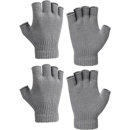 2 par vinterfingerløse hansker, nøytrale varme ensfargede halvfinger varme hansker, vinter voksen studentkontor varm sykling