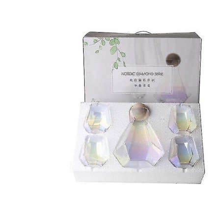 5 stk. Glas Vandkoger Kop Nordisk Geometrisk Kande Sæt
