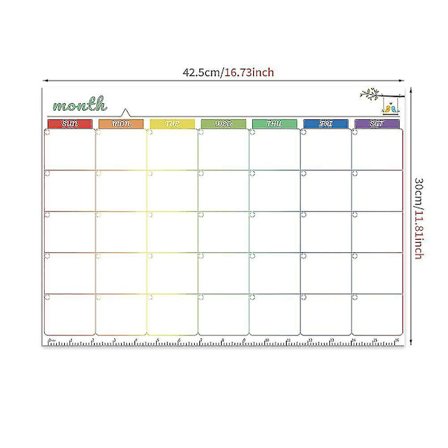 42,530 cm månedlig planlægnings whiteboard kalender månedlig planlægger til væg, tør sletning planlægningstavler