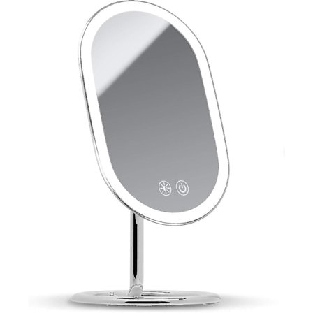 Fancii Seinäkiinnitettävä Led-valaistu peili meikkipöydälle, Ladattava - Langaton valaistu kosmetiikkapiili 3 himmennettävällä valaistusasetuksella, 