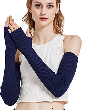 Dame Kasjmirhansker Dame Lange Mansjetter (Marineblå)