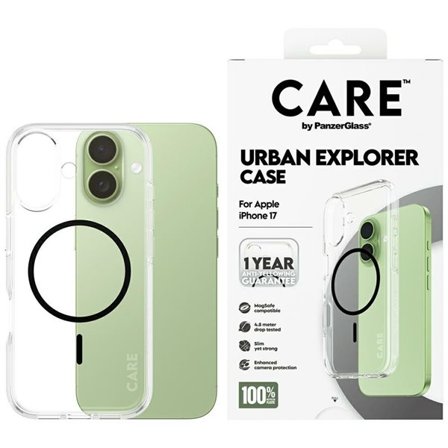 CARE by PanzerGlass Flagship Urban Explorer-etui m. sort MagSafe til iPhone 17 - Transparent