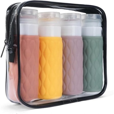 4-pack Reseflaskor, Återfyllningsbara Resebehållare 100ml, Silikon Reseflaska, Små Tomma Reseflaskor för Schampo