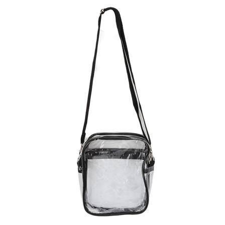 PVC Transparent Justerbar Axelväska Vattentät Klar Messenger Bag med Dragkedja för Laddare Plånböcker Nycklar Solglasögon