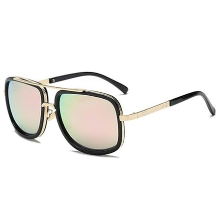 Europeiske og amerikanske motesolbriller samme stil metallramme dobbel stråle personlighet stor ramme vintage solbriller