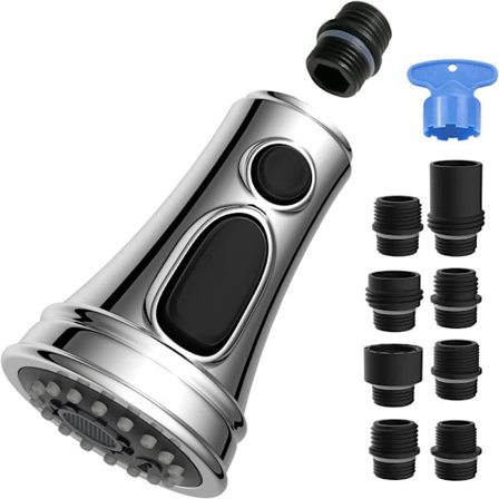 Chrome køkkenhanehoved udskiftning, pull down hane sprayhoved, 3 funktion køkkenhane spray