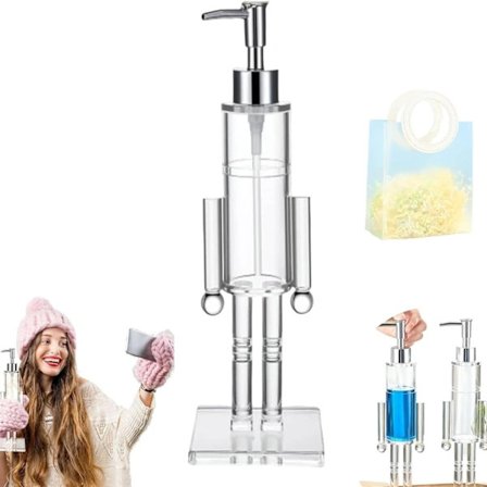 Nøddeknækker-formet sæbedispenser, 30 cm, manuel pumpe, genopfyldelig, perfekt til julekøkkenet og badeværelsesbordsdekorationer. Tomme flasker i 