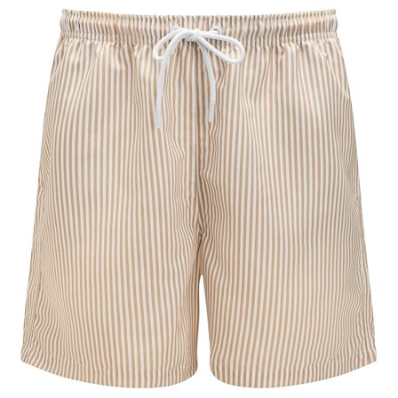 Stribede Beige & Hvide Badeshorts til mænd - Badeshorts
