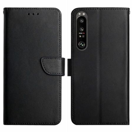 Sony Xperia 1 VI -puhelinkotelo, Nappa-tekstuuri, aito nahkainen kääntökuori Black