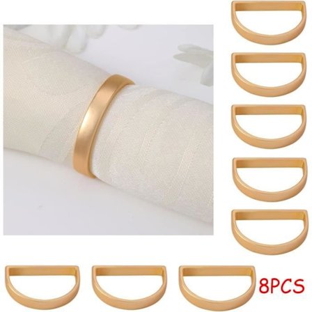Servettring - Ej specificerad - D - Metall - Guld - 3,5 cm - Set med 8