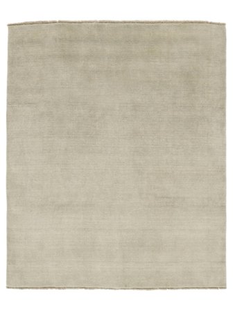 Plain (Single Colored) Large Handloom Fringes Rug - Light Green/Grey 250X300 Wool, In Classic Style