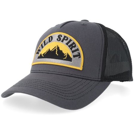 Iconic - Grå trucker Keps - Orange Mountains Patch Charcoal/Black Mid A-frame Trucker @ Hatstore