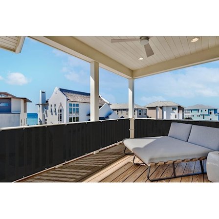 Balkon Privatlivs Skærm Beskyttelse Privatlivs Skærm (HDPE) 0,9 x 6m til Udendørs Have med Balkon, Sort