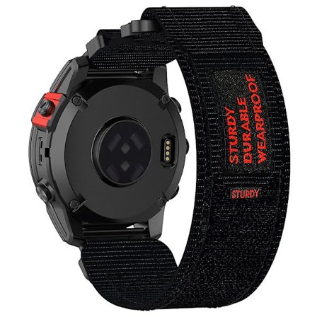 [LCS] Nylonrem med klistermærke til Garmin Fenix 7X/7X Pro/Instinct 2X/Quickfit 26 mm - Sort Black