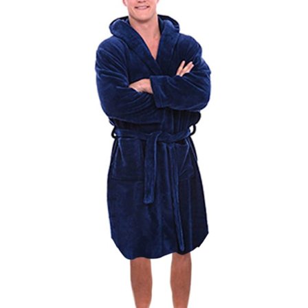 Herrfleecehuva plysch lång badrock
