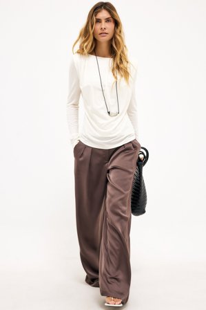 NA-KD Wide Pleated Pants - Vide bukser - Brun - EU 32