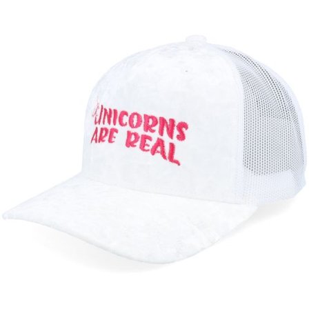 Unicorns - Vit trucker Keps - Unicorns Are Real Velvet White/White A-frame Trucker @ Hatstore