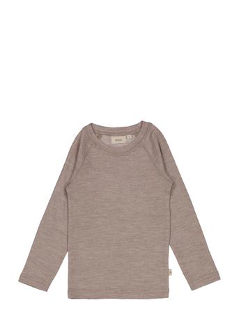 Wool T-Shirt Ls Outerwear Base Layers Long-sleeved T-shirts Grå Wheat