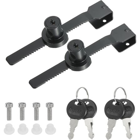 Skyvelås for skap, sett med 2 med nøkkel, egnet for glasskap fra 5 til 10 mm.