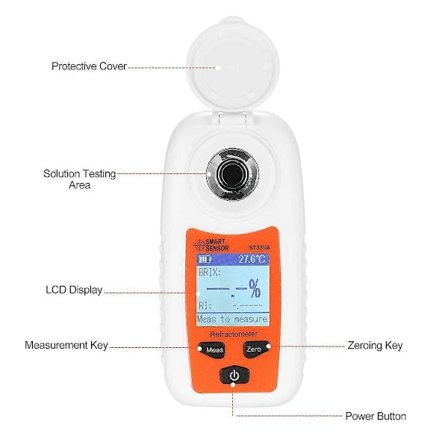 SMART SENSOR ST335A Digitalt Refraktometer ATC Sukkerprosent Tester 0-35% Sukkerkonsentrasjonsdetektor
