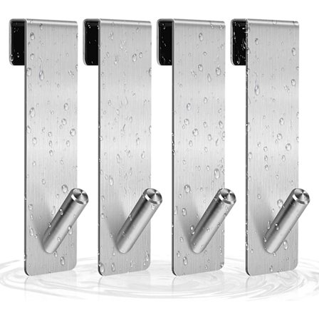 4 kpl suihkuoven koukkua, ruostumaton teräs, ei porausta pyyhekuivain