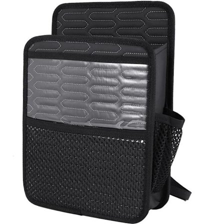 Bil Mesh Lomme Pung Holder Læder Bagsæde Organizer Møntpung Mellem Sæde Klud Pung Barriere