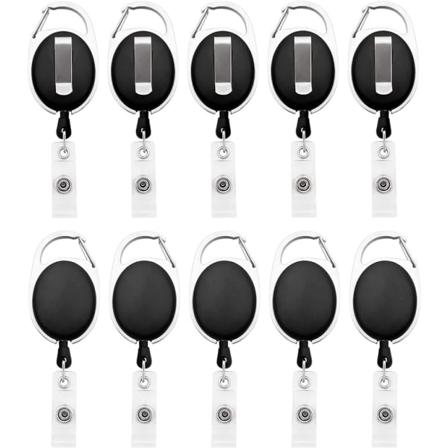 10 st Retraktionsbara Nyckelringar Heavy Duty Karabinhake Badge Holder ID Badge Reel med Retraktionsbar Lanyard