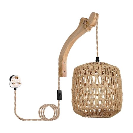 Vegglampe, håndvevd skjerm, veggmontert lampe, pendellamper, Boho vegglampe