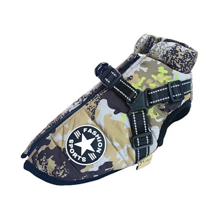 Suuri koiran takki valjaalla Talvivaatteet koirille Labradorille Vedenpitävä Iso koirantaki Chihuahua Ranskanbulldoggi Asut Camouflage[HK]