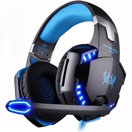 Stereo Gaming Headset Djup Bas Datorspel Hörlurar Hörlurar med LED-ljus Mikrofon för PS4 blå