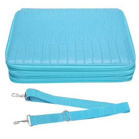 Värikynä kotelo 252 reikää Suuri kapasiteetti Taide maalaus kynä Kannettava PU säilytyspussi (Sininen)