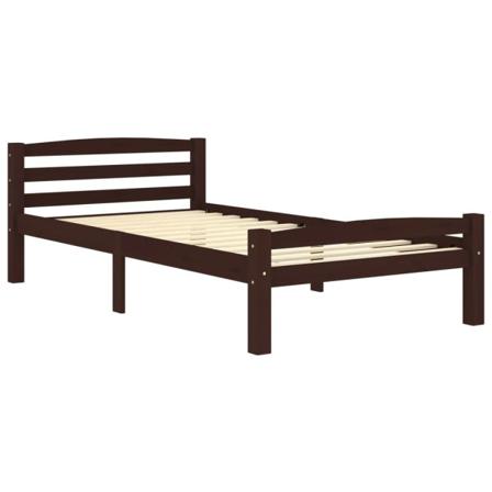 Vidaxl Sängram Mörkbrun Massiv Furu 100x200 Cm Brun