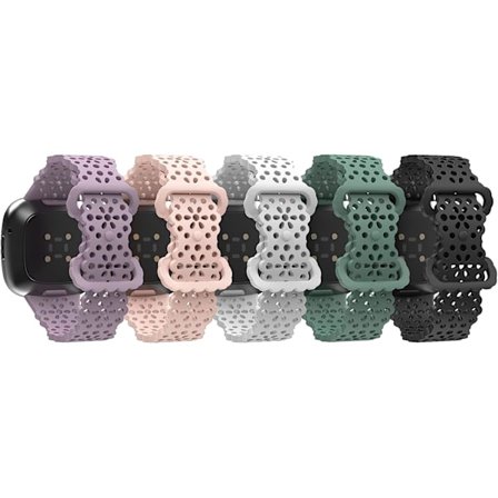 Sportband kompatibel med Versa 4/Versa 3/Sense 2/Sense, [5-pack] Mjuka TPU-ersättningsarmband, damarmband - lavendel/rosa/svart/vit/granatgrön
