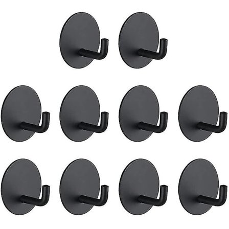 Sorte Klæbende Kroge 10 Styk Klæbende Kroge Rustfrit Stål Klæbende Krog Væggen
