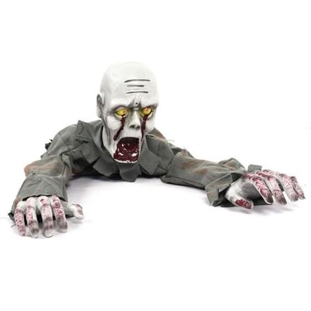 Halloween krypande zombie, animerat skelett med läskig röst, lyser upp ögonen Green