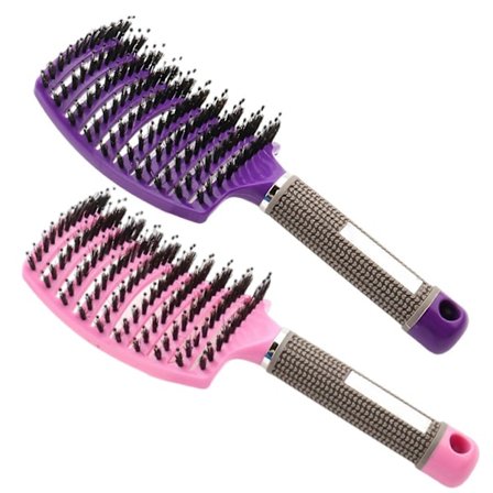 2 stk. Buet Massasje Hårkam Antistatisk Hodebunnsmassasje Hårbørste Frisørstyling Kam for Kvinner Menn