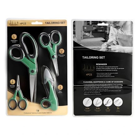 Set ompelusakset - Terävät ja kestävät - Mukavat kahvat - Sisältää 9" kangassakset, 5" yksityiskohtasakset, 3,9" kirjontasakset,