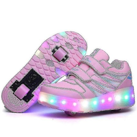 LED Rullesko for Barn - Lysende Sneakers med Usynlige Hjul, Sportssko for Gutter og Jenter med Blinkende Lys rosa 39