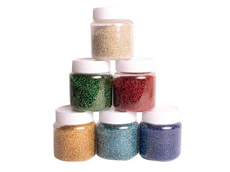 PLAYBOX Glaspärlor Rocaille 6x200g - Lyreco - Skola och förskola - Hobbymaterial - Pärlor