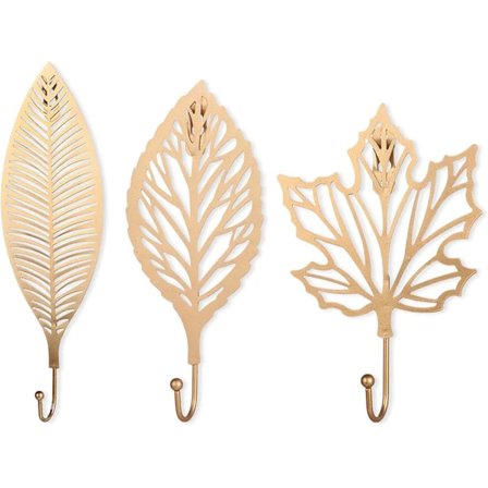 /EA/Klisterkrok, 3 stk. vægkrog blade støbejern dekorative vægkroge gardin tiebacks vægkroge til at hænge nøgler håndklæder frakke i badeværelse 