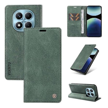 Kompatibel med Xiaomi Redmi Note 14 Pro 4G Læderetui YIKATU YK-004 Skin-Touch Pung-etui Grøn