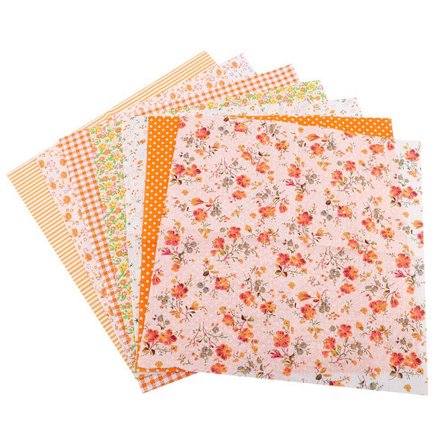 7 kpl 25*25cm Puuvillakangas DIY Sekalaiset Neliöt Esikatkaistut Vuodevaatteiden Sarja Neljännekset Paketti (Oranssi)
