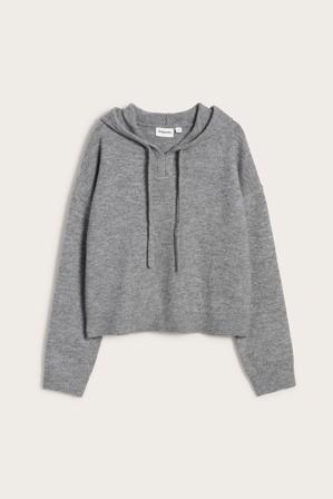 Stickad luvtröja | Gråmelerad | Dam | Kappahl