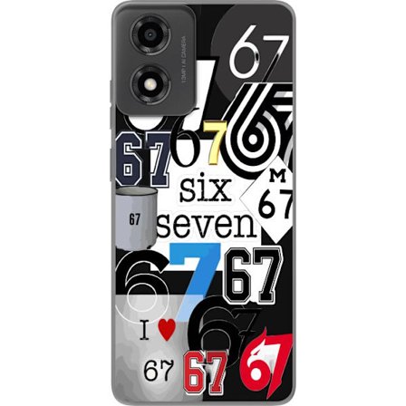 Yhteensopiva Puhelinkuori Motorola Moto E14 67 meme kuusi seitsemän trendi kollaasi viraali internet meemi 6-7 graafinen moderni esteettisyys