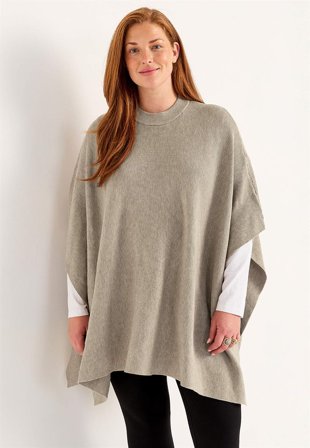Cellbes of Sweden - Finstickad poncho - beigemelange - för damer -
