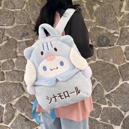Ny Sanrio Cartoon Dejlig plys rygsæk Cinnamoroll Kuromi Pige Hjerte Stor Kapacitet My Melody Skuldertaske Børnejulegave[HK] B- Perfet Cinnamoroll B 