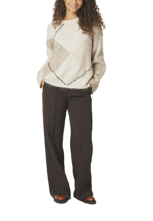 Neo Noir Inga Check Fluff Knit Blouse Stickat Dam Beige 44